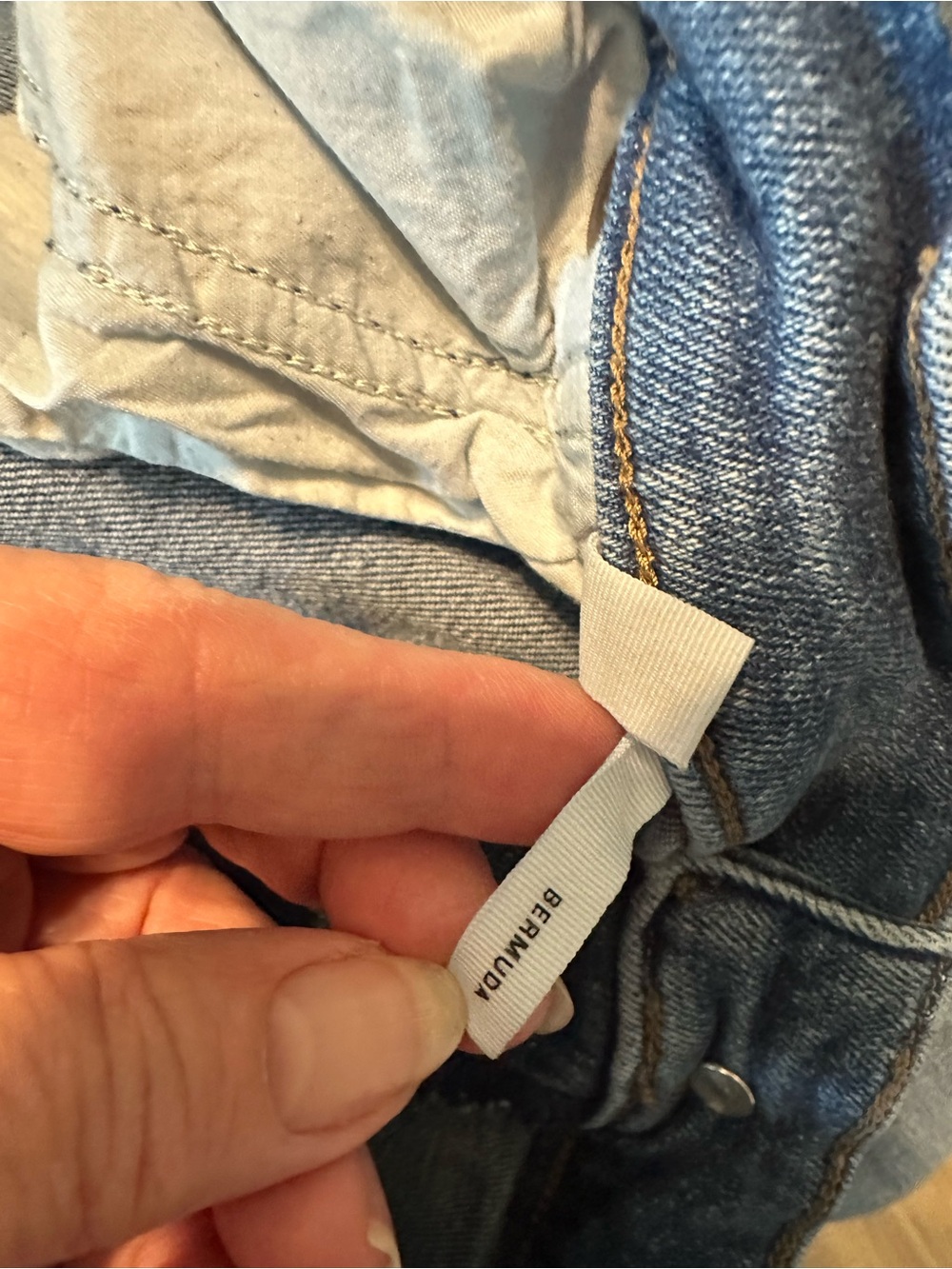 Loft Frayed Hem Distressed Denim Bermuda Shorts - Blue - Picture 7 of 7